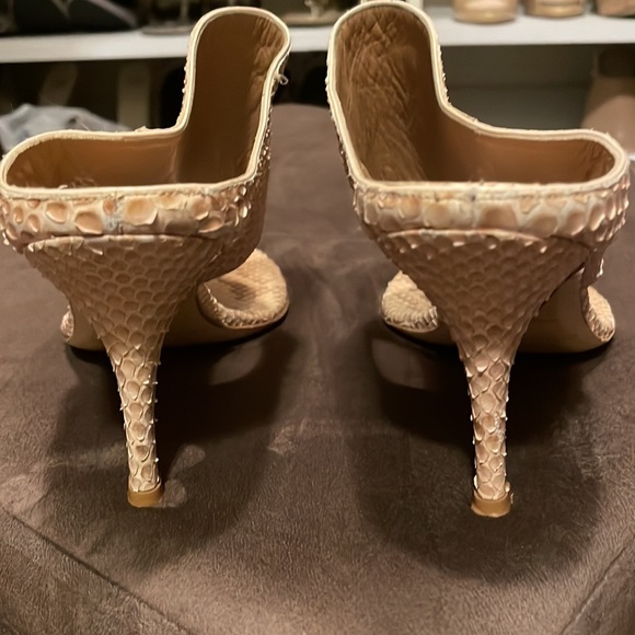 Devi Kroell Snakeskin Beige Sandals Size 6.5 - Picture 6 of 7